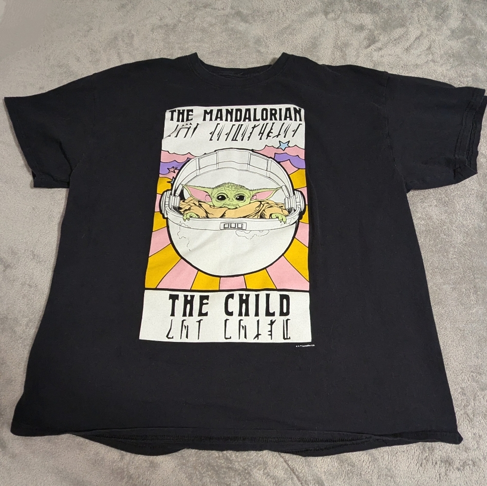 Star Wars Black T-shirt Baby Yoda The Mandalorian The Child XL